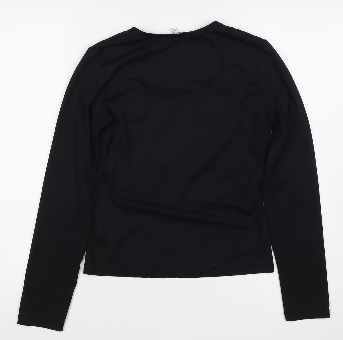H&M Women's Black UK 10 Square Neck Long Sleeve Stretch Blouse