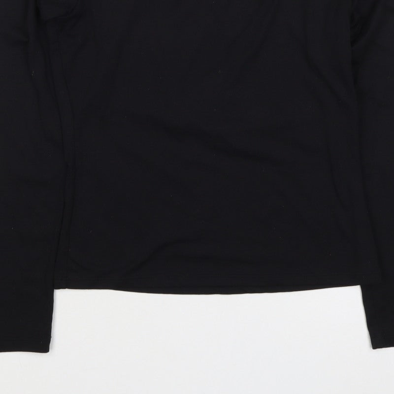 H&M Women's Black UK 10 Square Neck Long Sleeve Stretch Blouse