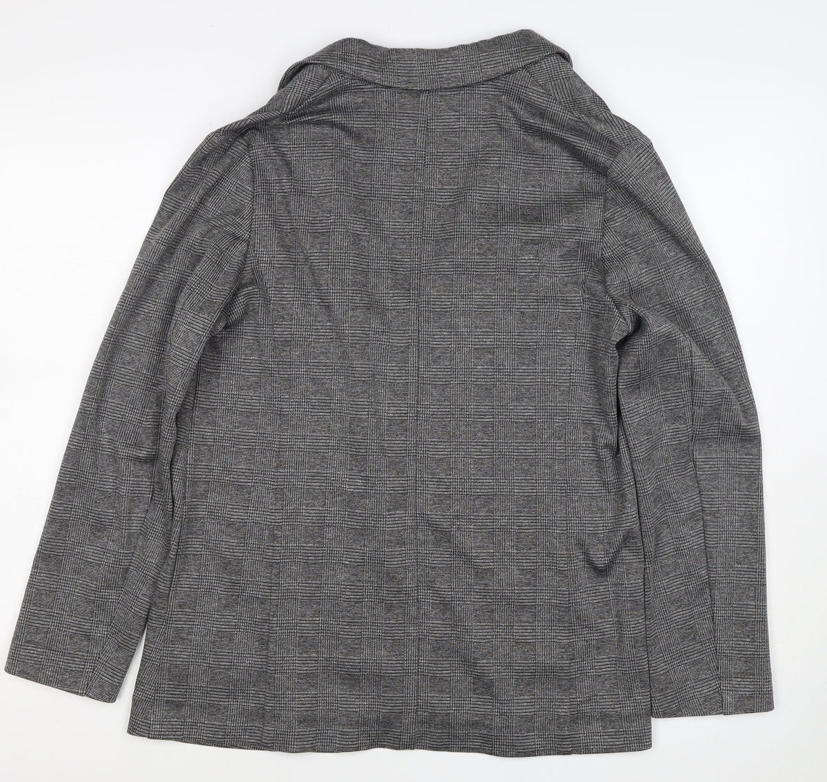 Marks & Spencer Women Grey Check Jersey Blazer Size 12 Workwear