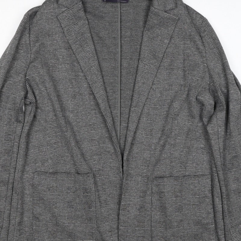 Marks & Spencer Women Grey Check Jersey Blazer Size 12 Workwear