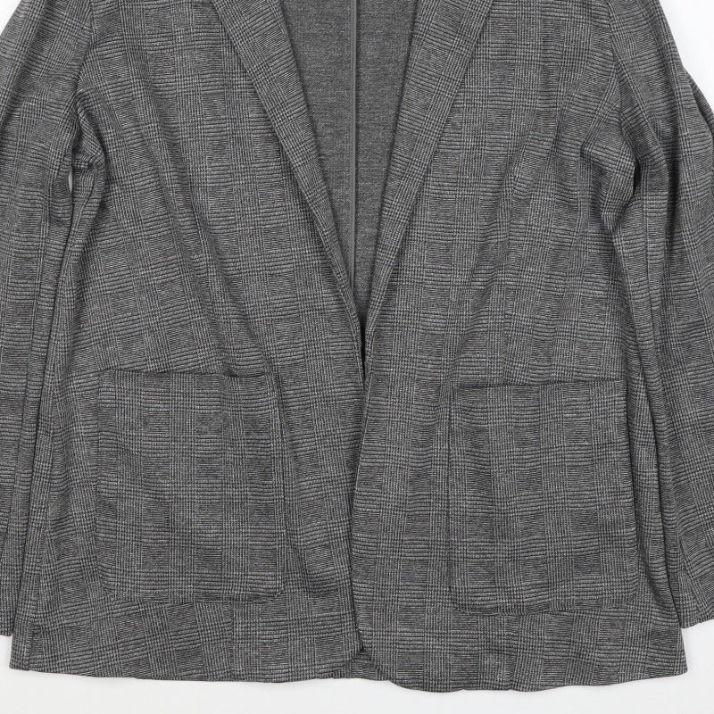 Marks & Spencer Women Grey Check Jersey Blazer Size 12 Workwear