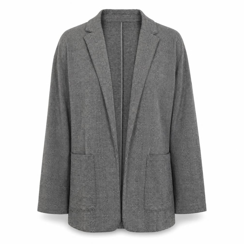 Marks & Spencer Women Grey Check Jersey Blazer Size 12 Workwear