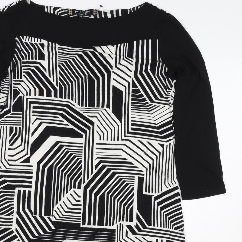 Principles by Ben de Lisi Women Black White Geometric Shift Dress UK 12