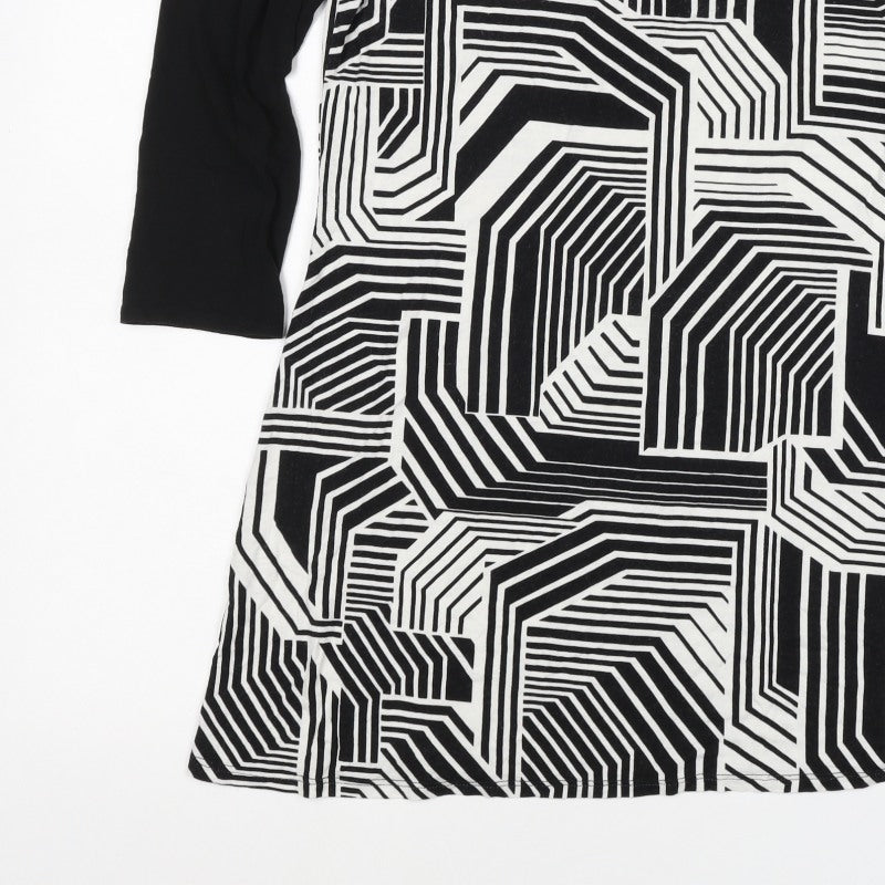 Principles by Ben de Lisi Women Black White Geometric Shift Dress UK 12