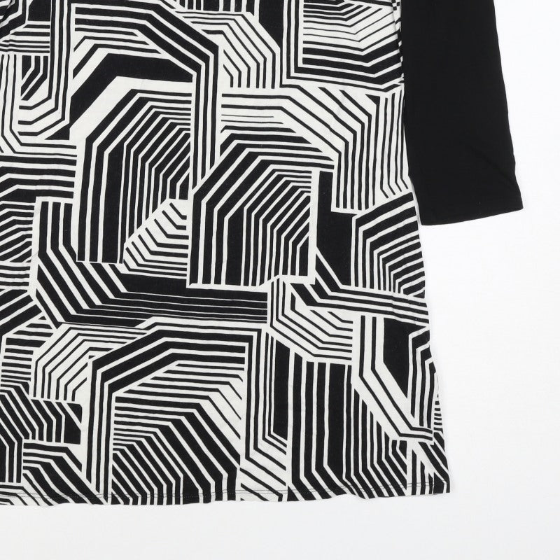 Principles by Ben de Lisi Women Black White Geometric Shift Dress UK 12