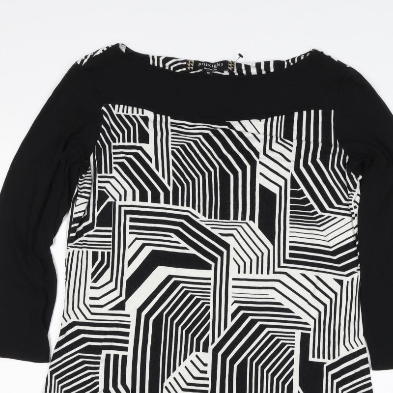 Principles by Ben de Lisi Women Black White Geometric Shift Dress UK 12