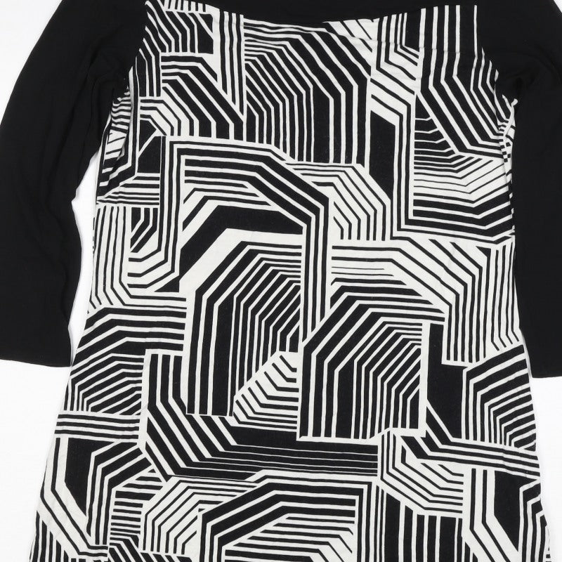 Principles by Ben de Lisi Women Black White Geometric Shift Dress UK 12