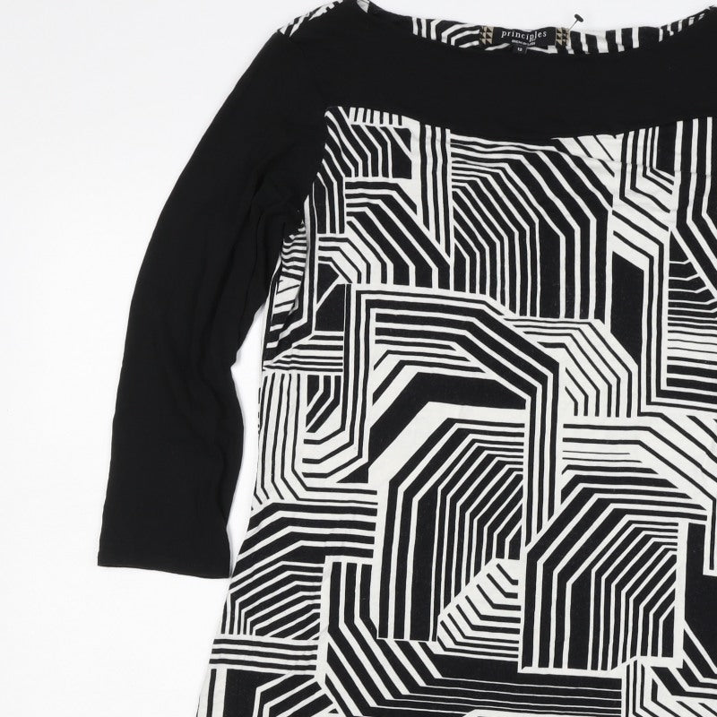 Principles by Ben de Lisi Women Black White Geometric Shift Dress UK 12