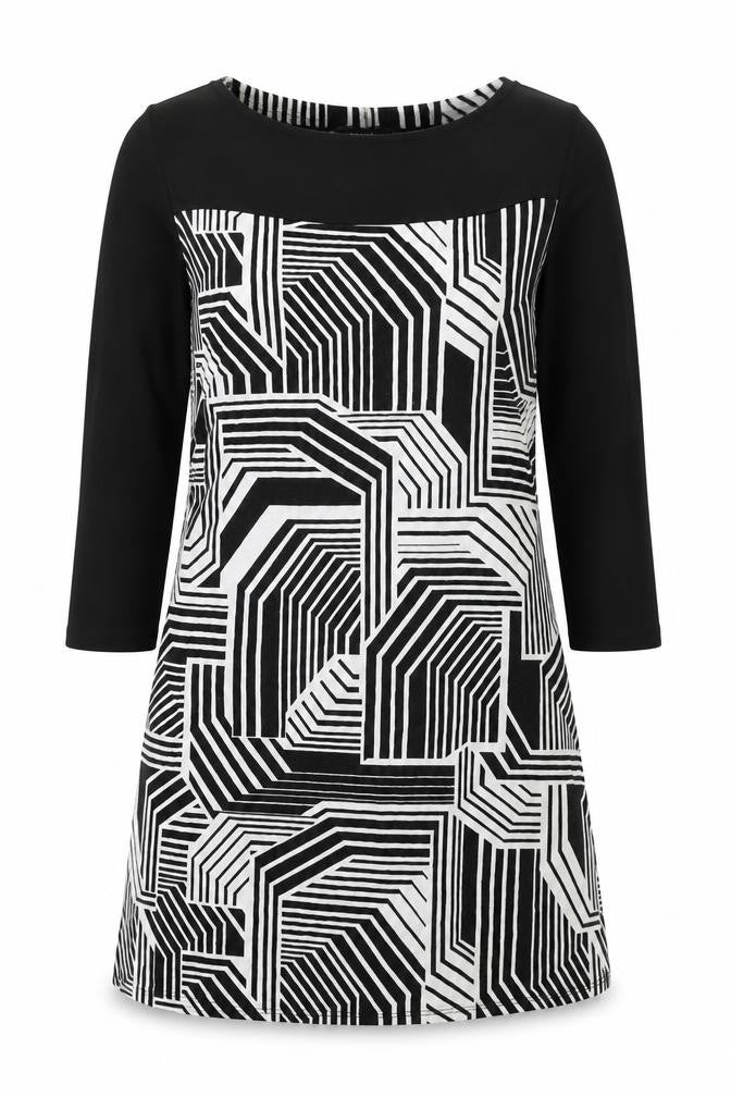 Principles by Ben de Lisi Women Black White Geometric Shift Dress UK 12