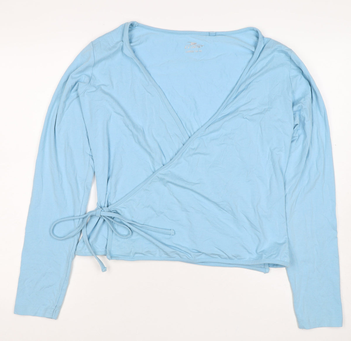 Crane Women Blue Size 16 Wrap V-Neck Long Sleeve Stretch Jersey Top