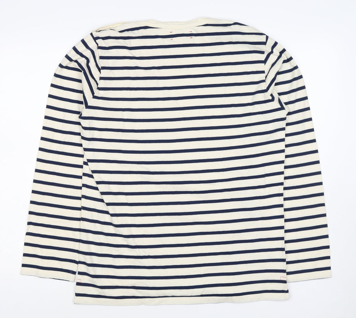 Jigsaw Women’s Blue Ivory Stripe Cotton Boat Neck Long Sleeve Top L