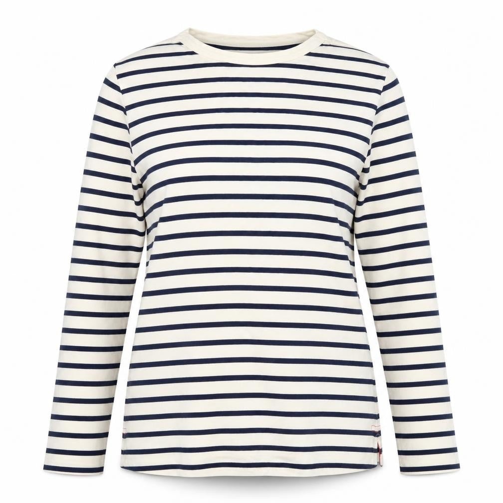 Jigsaw Women’s Blue Ivory Stripe Cotton Boat Neck Long Sleeve Top L
