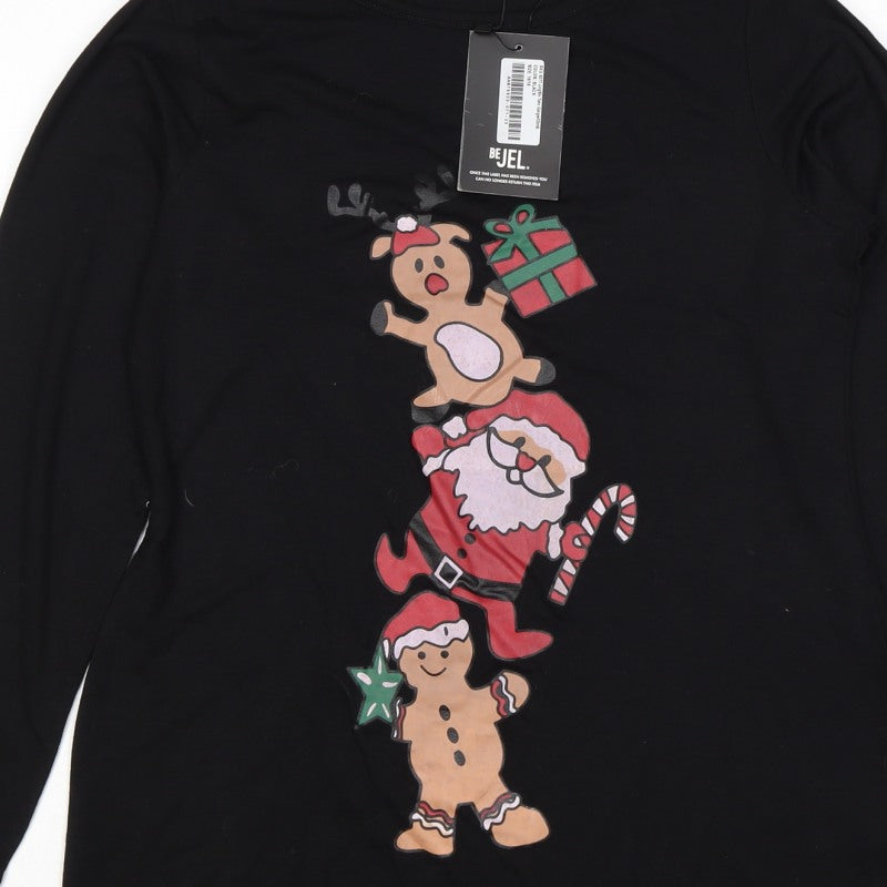 Be Jealous Women’s Black Size 16 Christmas Santa Long Sleeve T-Shirt