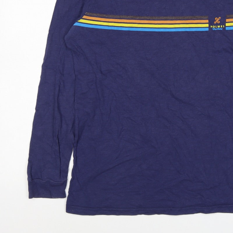 Holmes Brothers Men's Blue L Long Sleeve Retro Stripe Cotton T-Shirt