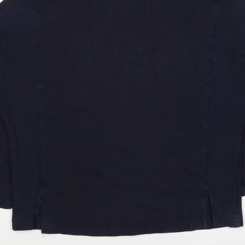 M&S Women Blue UK 16 Mock Neck 3/4 Sleeve Jersey Top
