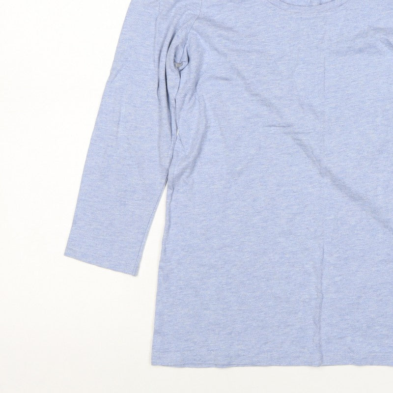 FatFace Women Blue Marl Size 10 Basic Scoop Neck Long Sleeve T-Shirt