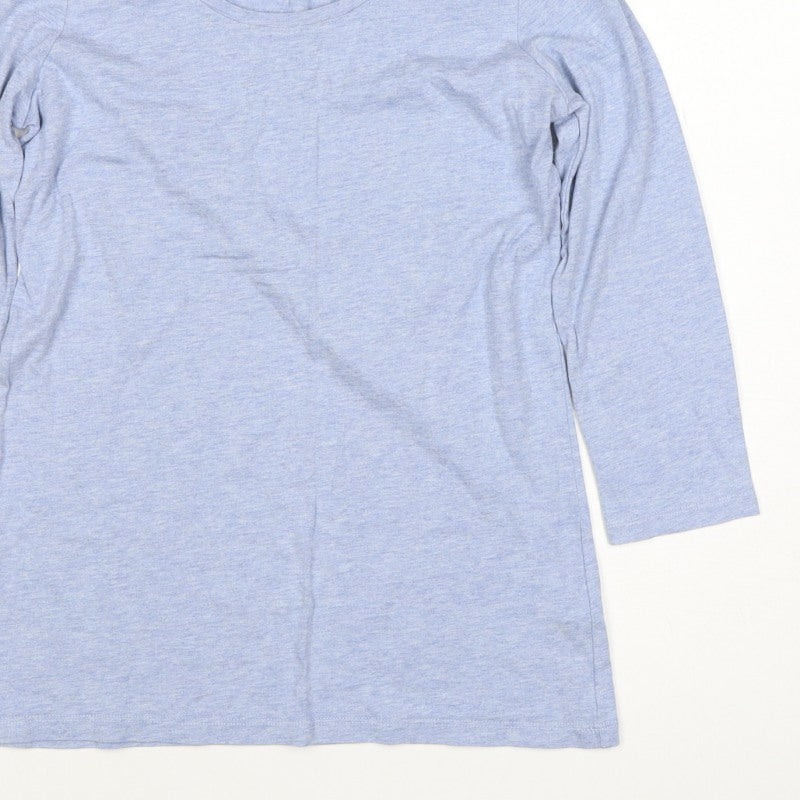 FatFace Women Blue Marl Size 10 Basic Scoop Neck Long Sleeve T-Shirt