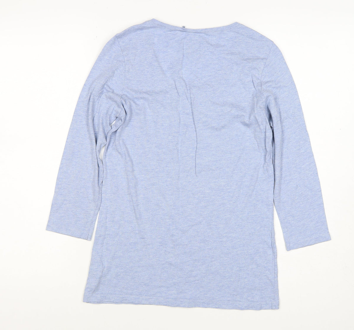 FatFace Women Blue Marl Size 10 Basic Scoop Neck Long Sleeve T-Shirt