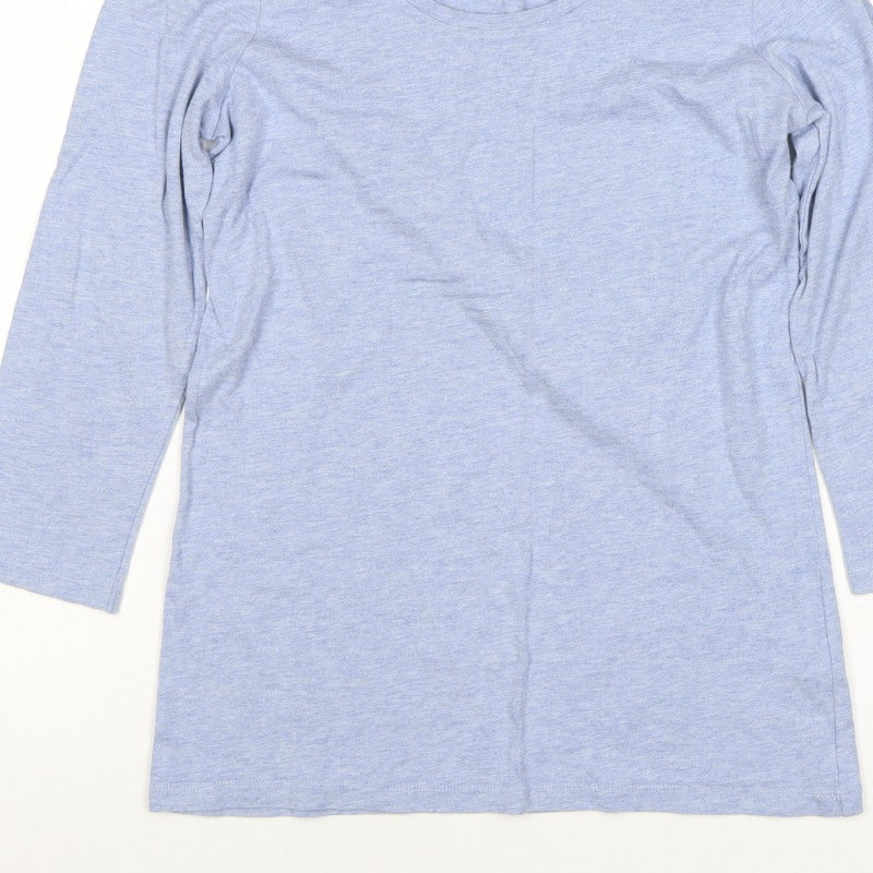 FatFace Women Blue Marl Size 10 Basic Scoop Neck Long Sleeve T-Shirt