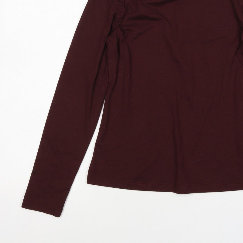 M&S Women Brown UK 12 Roll Neck Long Sleeve Jersey Top