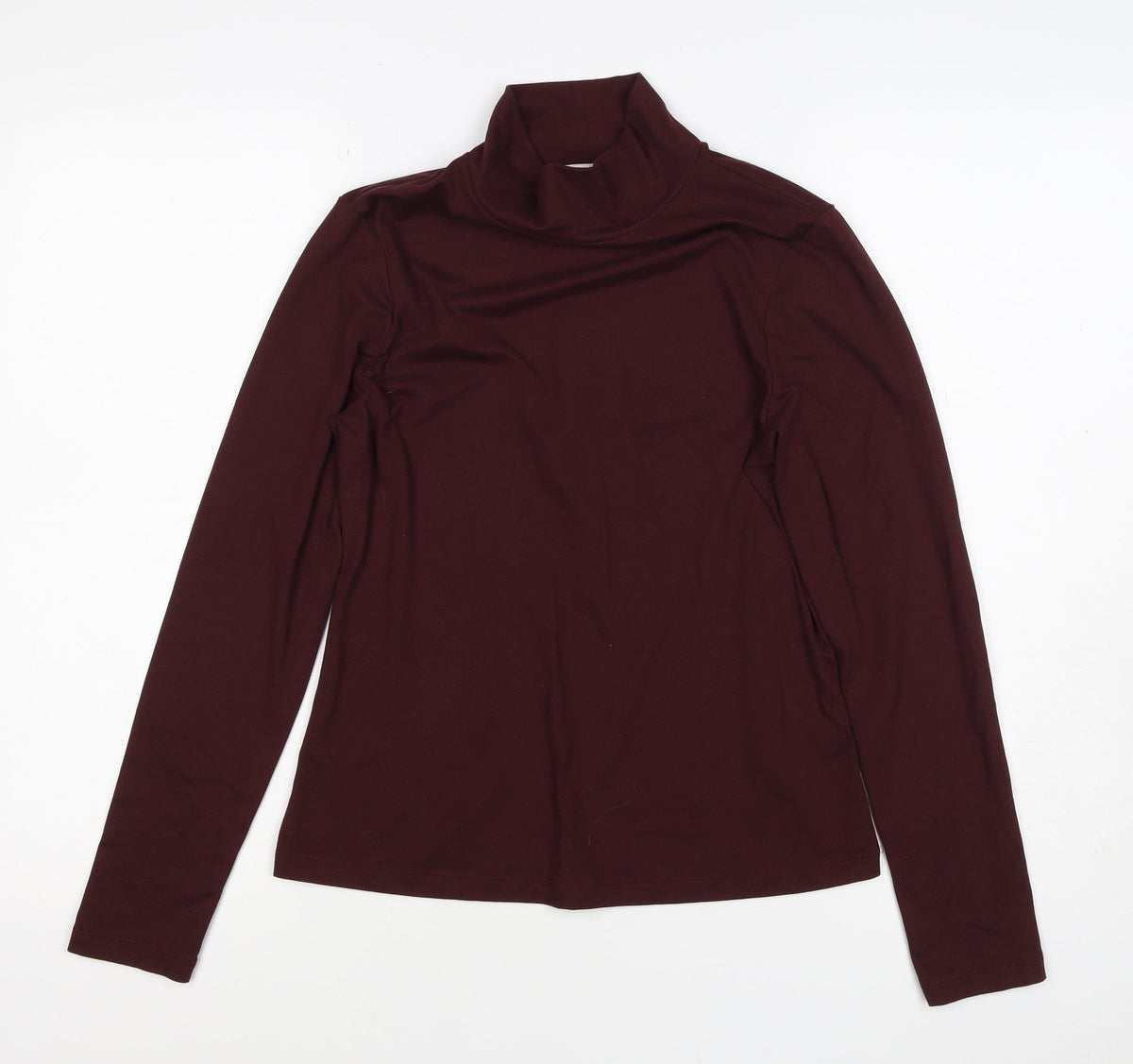 M&S Women Brown UK 12 Roll Neck Long Sleeve Jersey Top