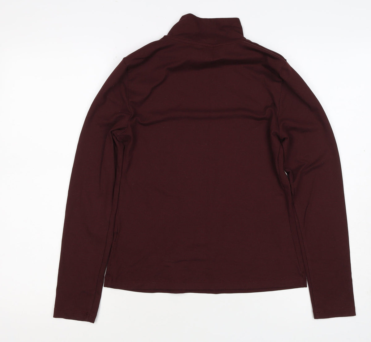 M&S Women Brown UK 12 Roll Neck Long Sleeve Jersey Top