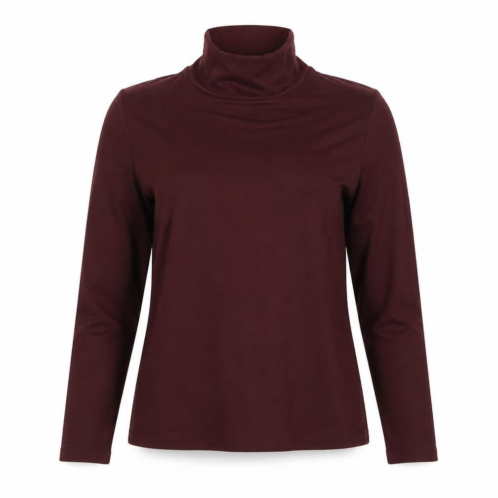 M&S Women Brown UK 12 Roll Neck Long Sleeve Jersey Top