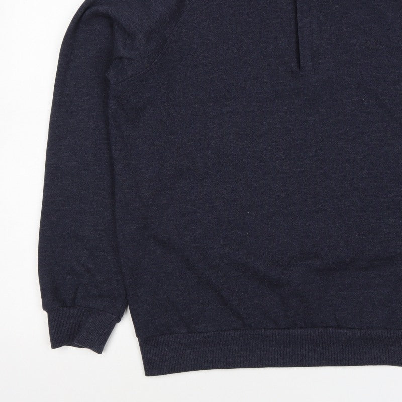 Lincoln Men's Blue M 1/4 Zip Mock Neck Cotton Blend Sweatshirt