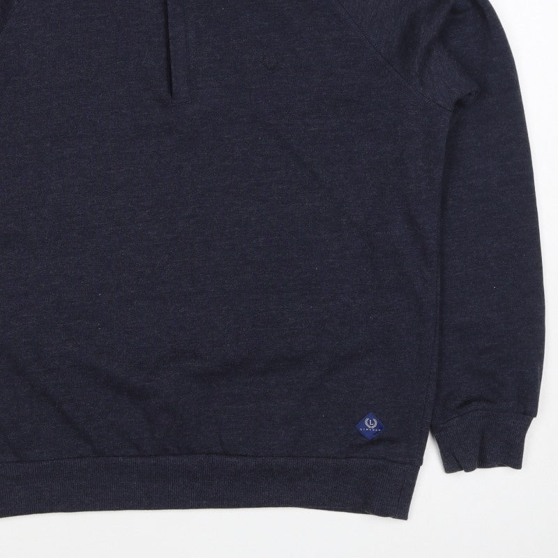 Lincoln Men's Blue M 1/4 Zip Mock Neck Cotton Blend Sweatshirt