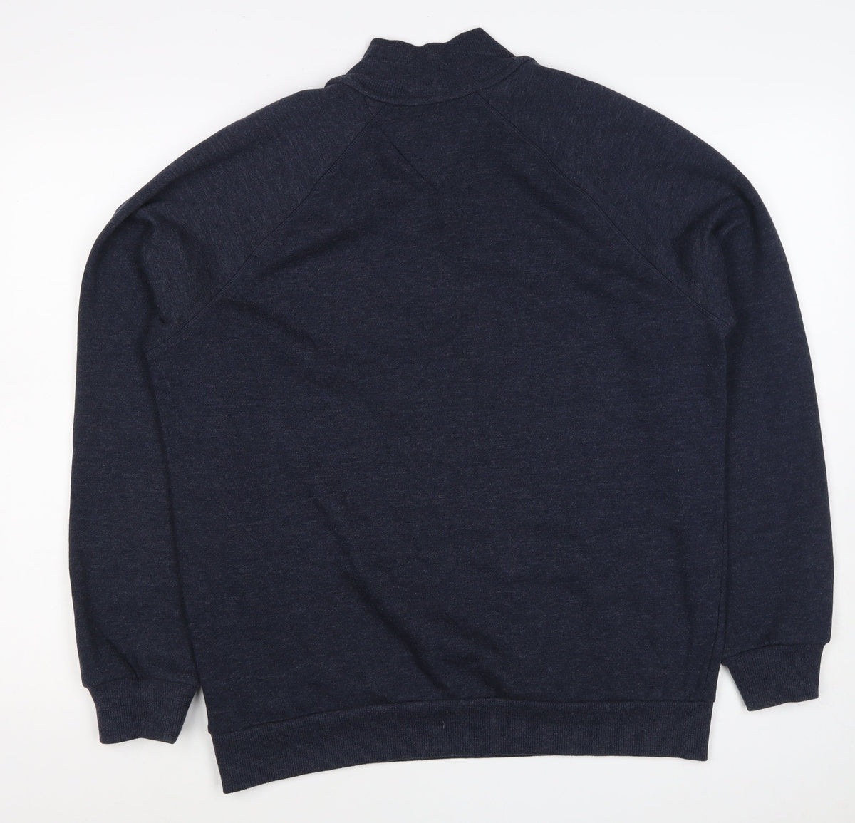 Lincoln Men's Blue M 1/4 Zip Mock Neck Cotton Blend Sweatshirt