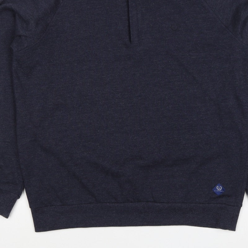 Lincoln Men's Blue M 1/4 Zip Mock Neck Cotton Blend Sweatshirt