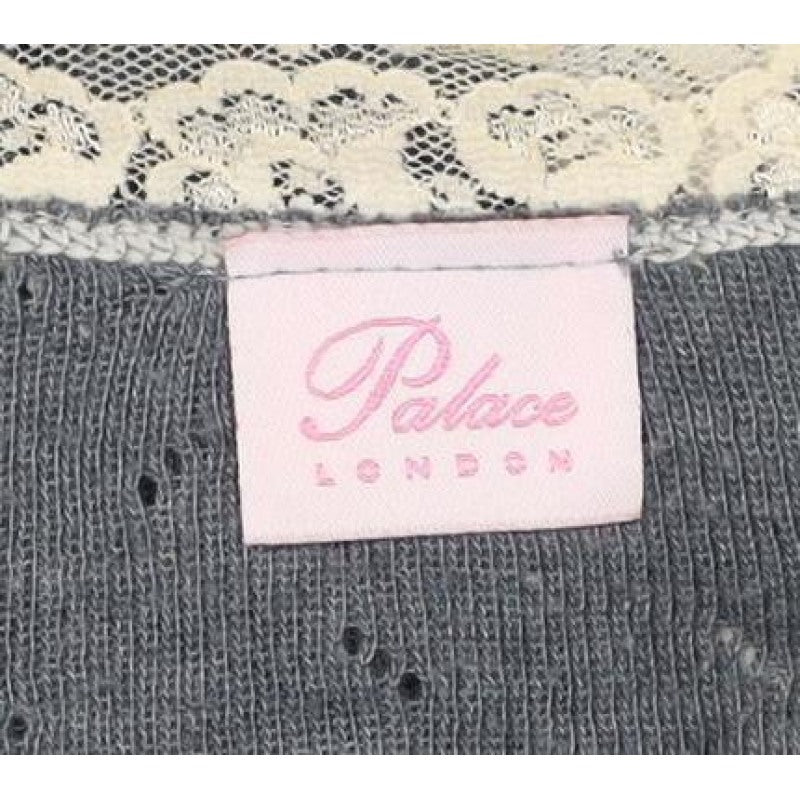 Palace London Women’s Grey S Lace Trim V-Neck Button Cardigan