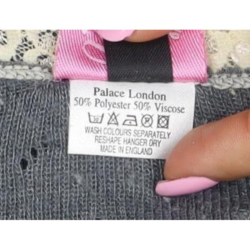 Palace London Women’s Grey S Lace Trim V-Neck Button Cardigan