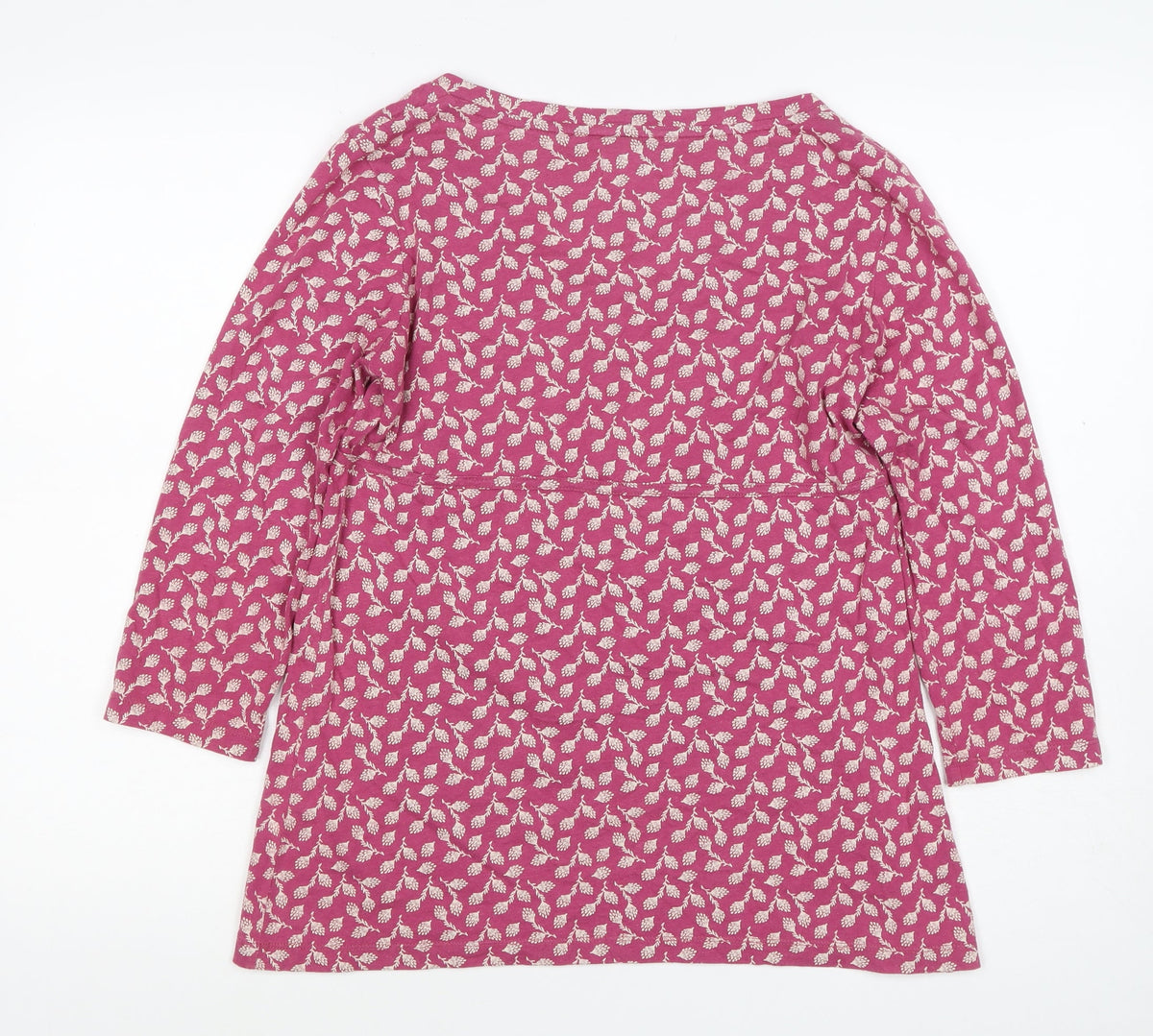 John Lewis Women Pink Floral Cotton Tunic Blouse Size 12 Long Sleeve