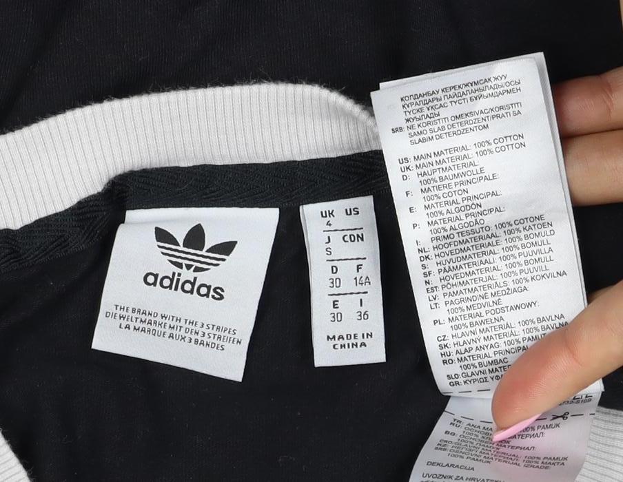 adidas Women’s Black S Ringer T-Shirt 3 Stripe Logo Slim Fit