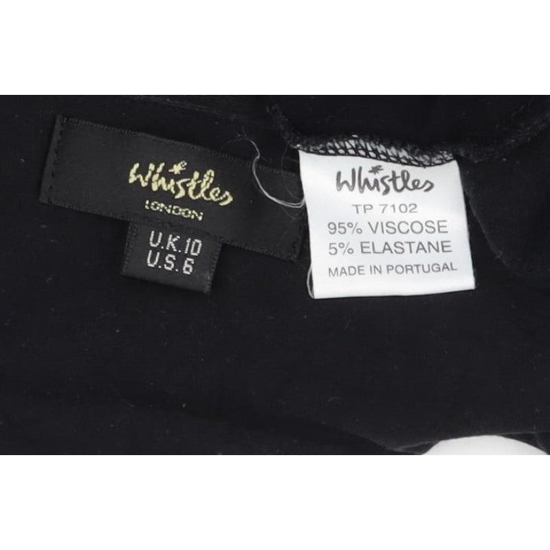 Whistles Women Black UK 10 Wrap Collared V-Neck Long Sleeve Blouse