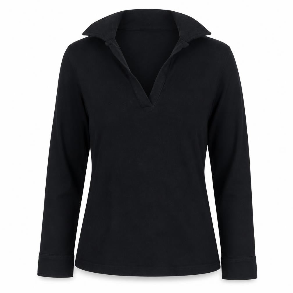 Whistles Women Black UK 10 Wrap Collared V-Neck Long Sleeve Blouse