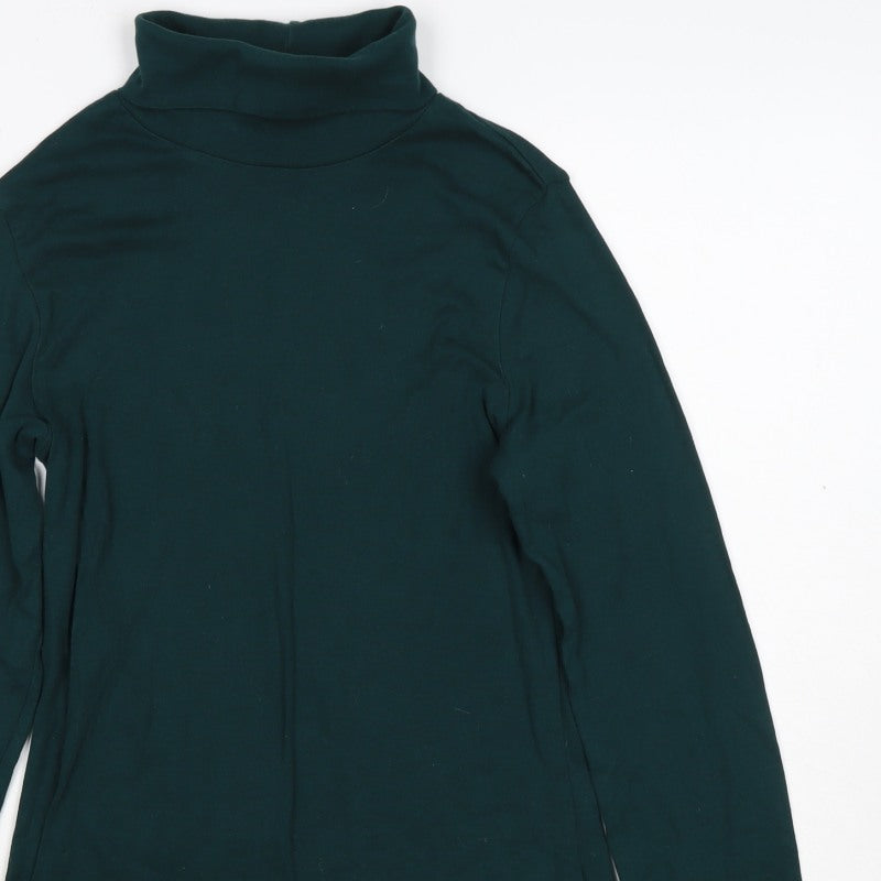 Dorothy Perkins Women Green UK 12 Roll Neck Long Sleeve Jersey Top