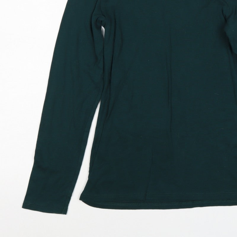 Dorothy Perkins Women Green UK 12 Roll Neck Long Sleeve Jersey Top