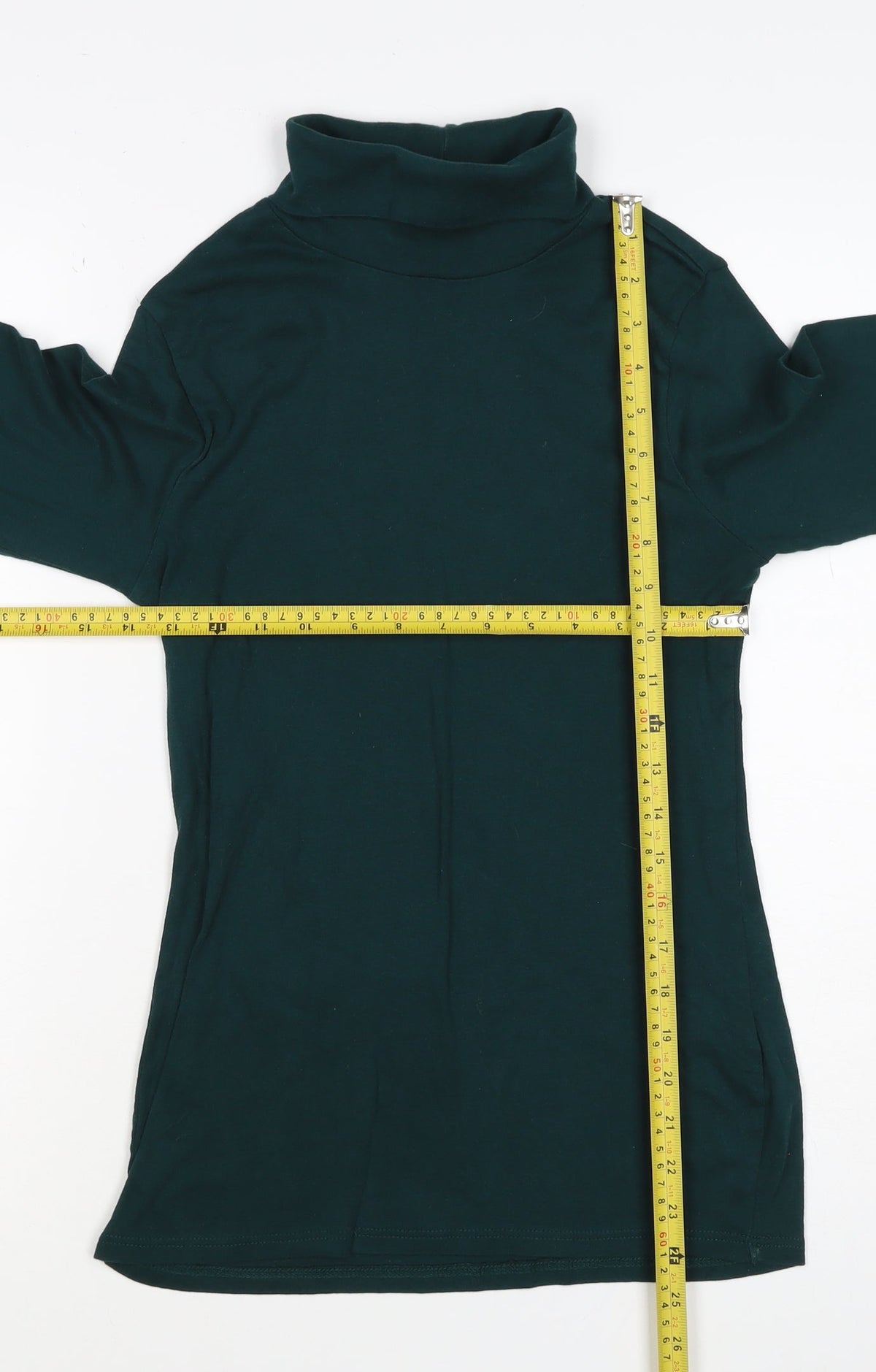 Dorothy Perkins Women Green UK 12 Roll Neck Long Sleeve Jersey Top