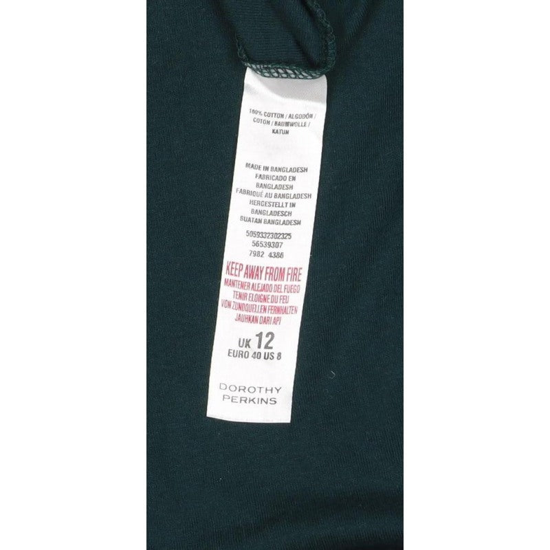 Dorothy Perkins Women Green UK 12 Roll Neck Long Sleeve Jersey Top