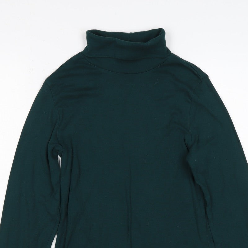 Dorothy Perkins Women Green UK 12 Roll Neck Long Sleeve Jersey Top