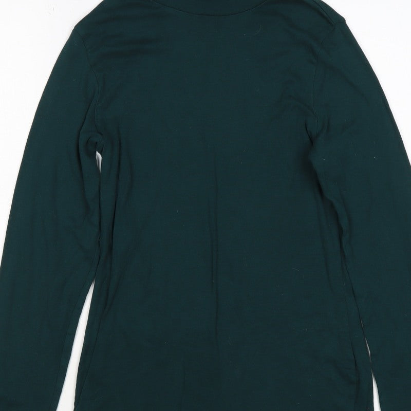 Dorothy Perkins Women Green UK 12 Roll Neck Long Sleeve Jersey Top