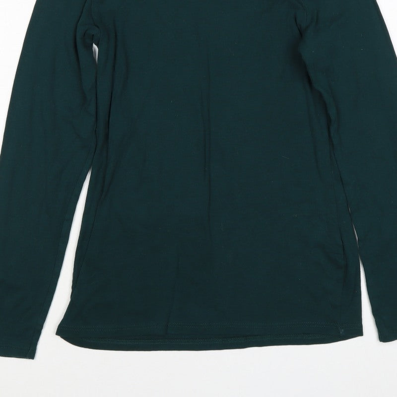 Dorothy Perkins Women Green UK 12 Roll Neck Long Sleeve Jersey Top