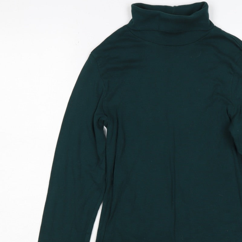 Dorothy Perkins Women Green UK 12 Roll Neck Long Sleeve Jersey Top