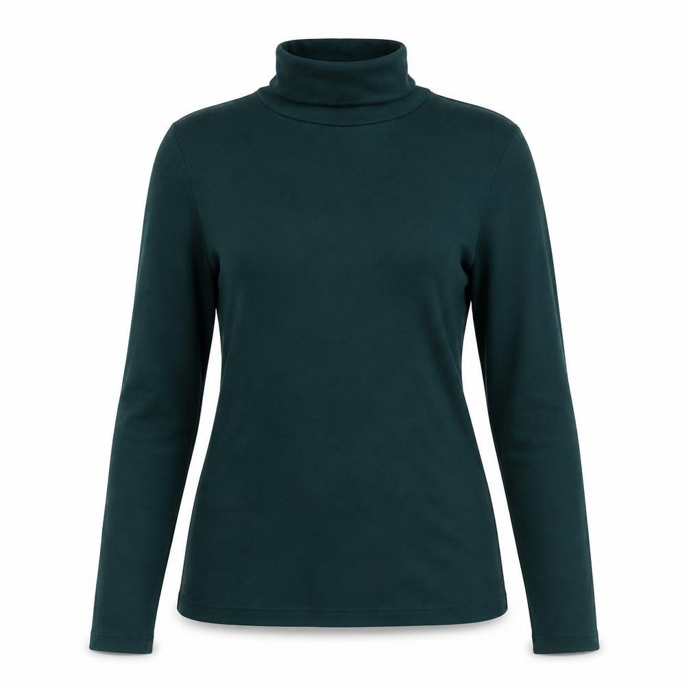 Dorothy Perkins Women Green UK 12 Roll Neck Long Sleeve Jersey Top