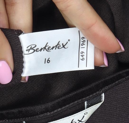 Berkertex Women Brown UK 16 Long Sleeve Keyhole Jersey Top