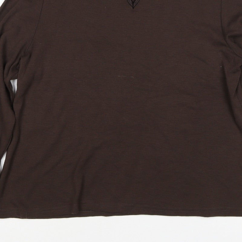 Berkertex Women Brown UK 16 Long Sleeve Keyhole Jersey Top