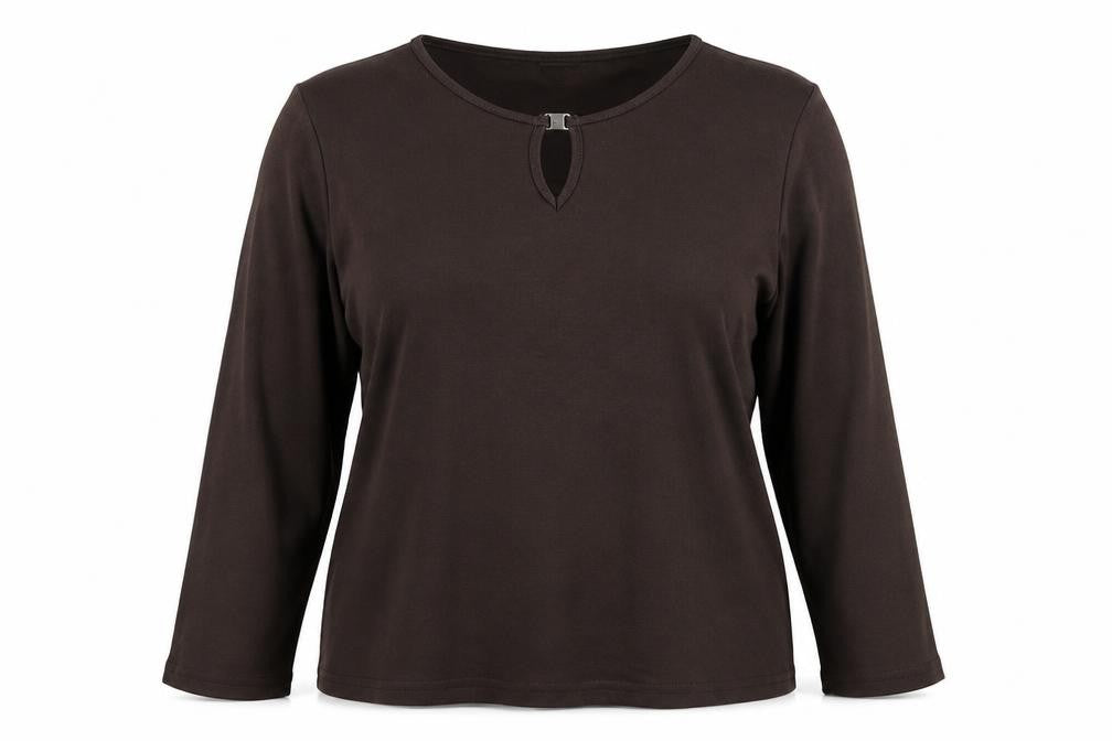 Berkertex Women Brown UK 16 Long Sleeve Keyhole Jersey Top