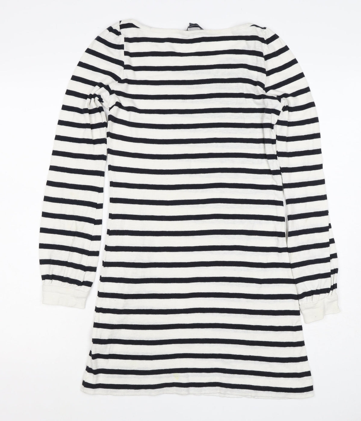 French Connection Women White UK 8 Striped Long Sleeve Jumper Dress